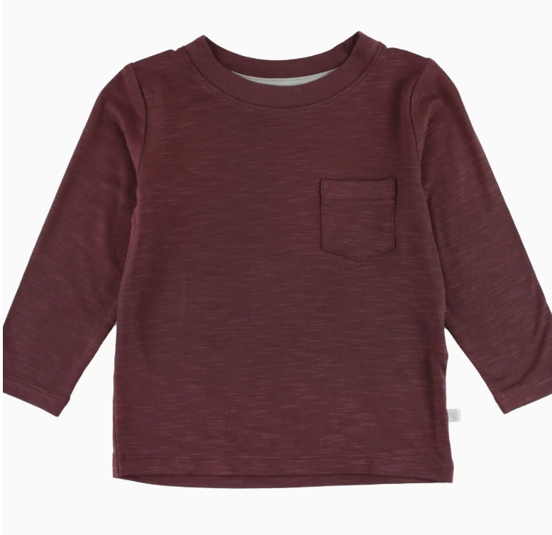 Mahogany Ultrasoft Knit Long Sleeve Pocket Tee