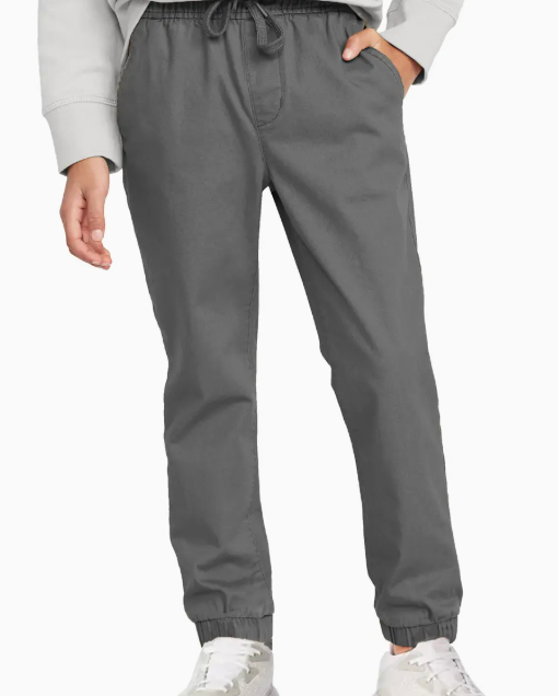 Boys Slim Fitting Cotton Stretch Classic Twill Joggers | Dark Gray