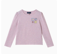 Girls Speckled Long Sleeve Tee| Pink Flowers | Pink / 6