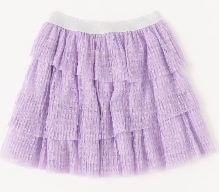 Pleated Swiss Dot Tiered Skirt | Orchid Bloom / S (7/8)
