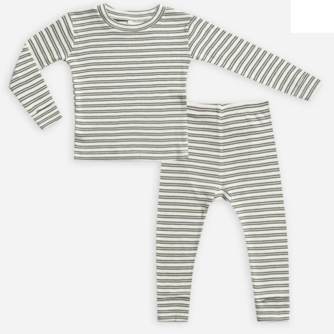 Ribbed Pajama Top || Spruce Stripe
