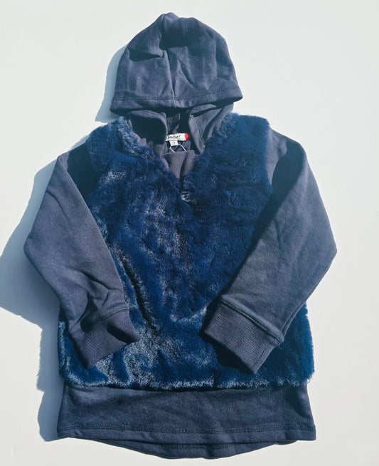 NAVY FUR HOODIE