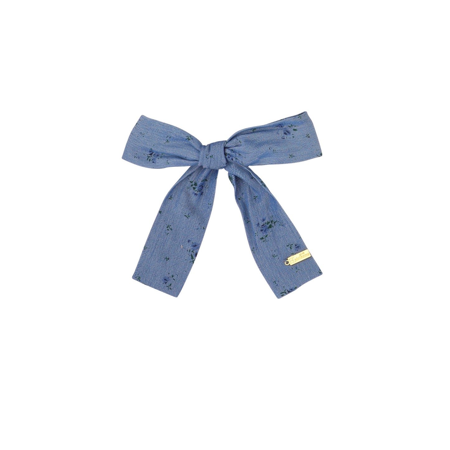 Denim Floral Medium Bow