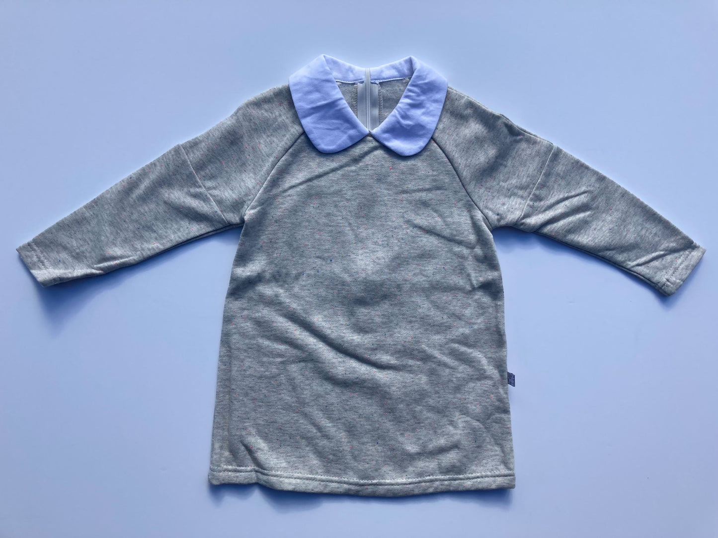 GRAY SWEATSHIRT DRESS W/ WHITE COLLAR