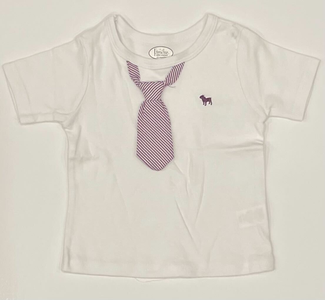 PURPLE STRIPED TIE TEE