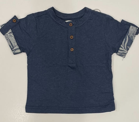 NAVY TEE WITH FERN CUFFS