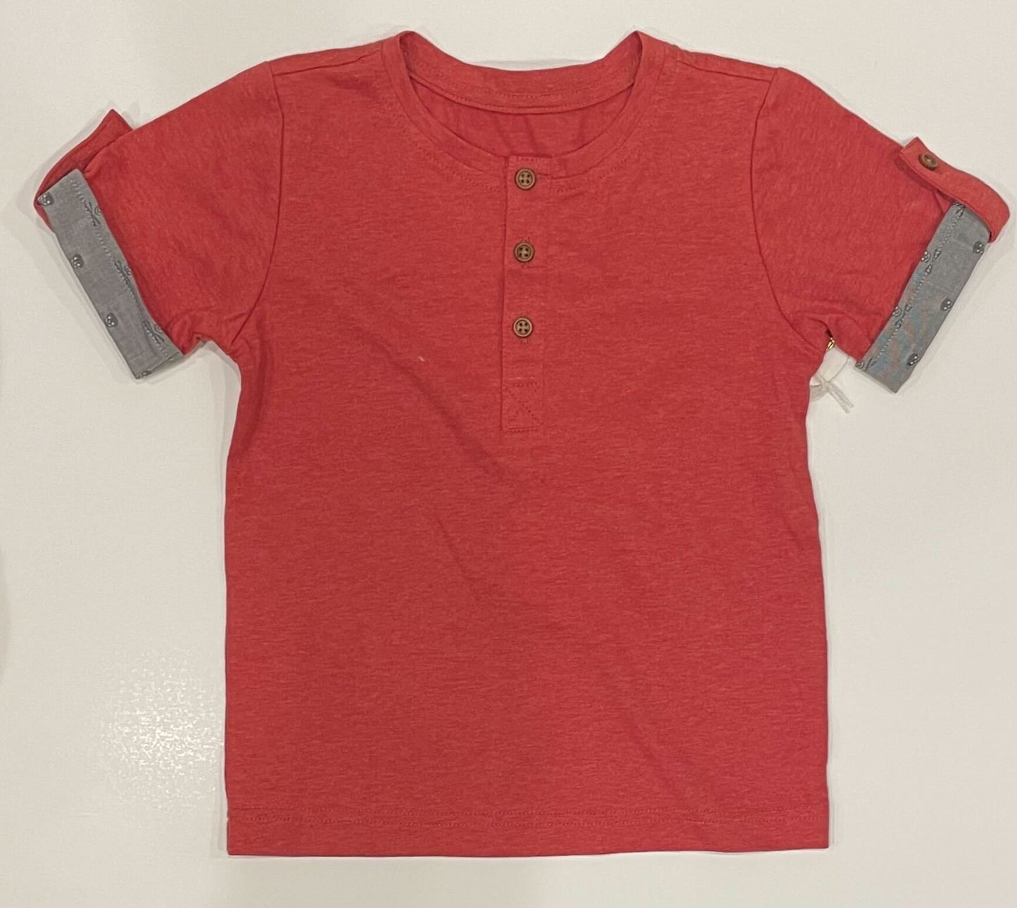 RED POLO WITH GREY CUFFS
