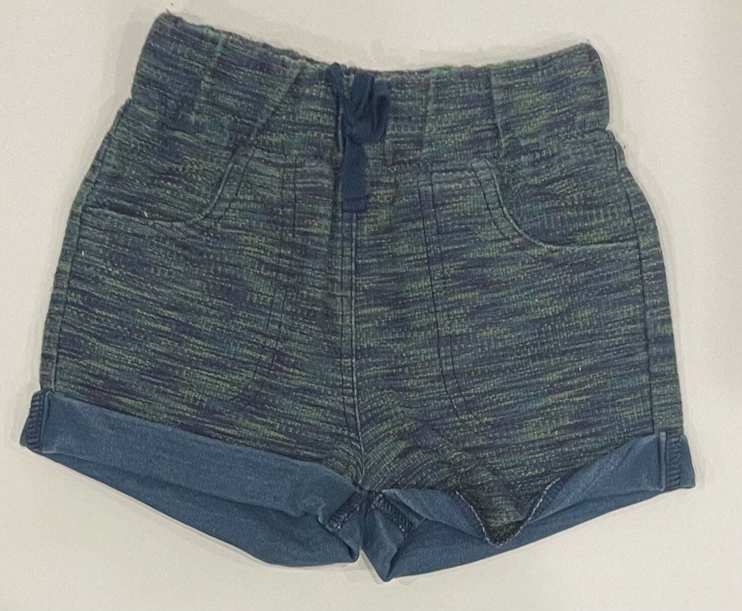 MULTI-COLOR GREEN AND BLUE W/ BLUE TRIM SHORT