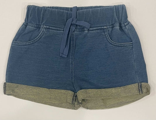 BLUE SOFT DENIM W/ GREEN TRIM SHORTS