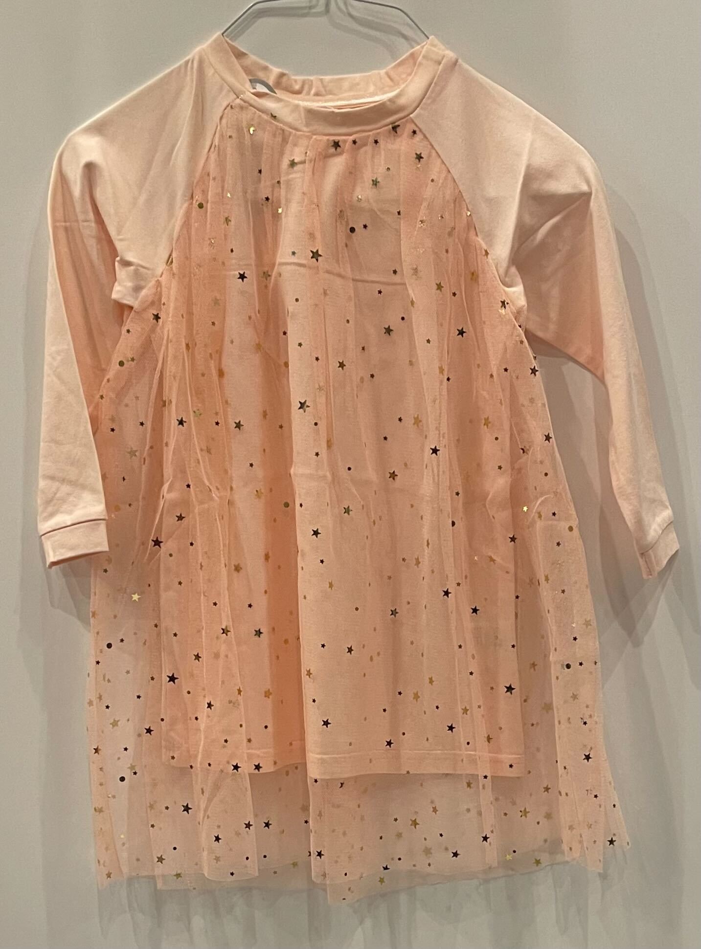 CORAL GOLD STAR DRESS LONG SLEEVE