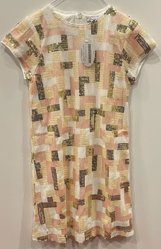 PINK GOLD WHITE SHINE SEQUIN DRESS