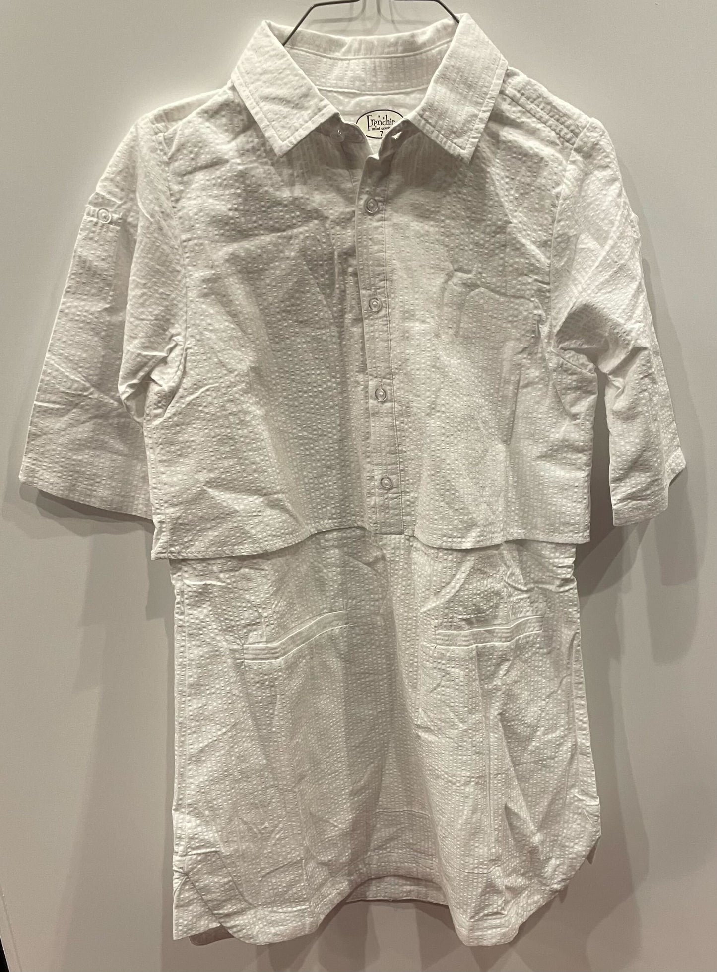 WHITE CHECK BUTTON UP DRESS