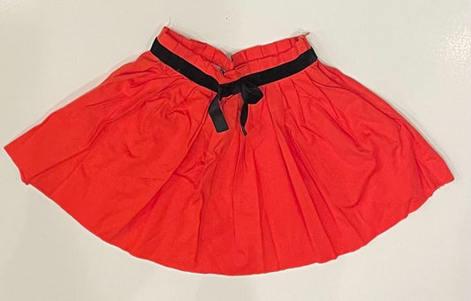CORAL SHORT SKIRT WITH BLACK BOW