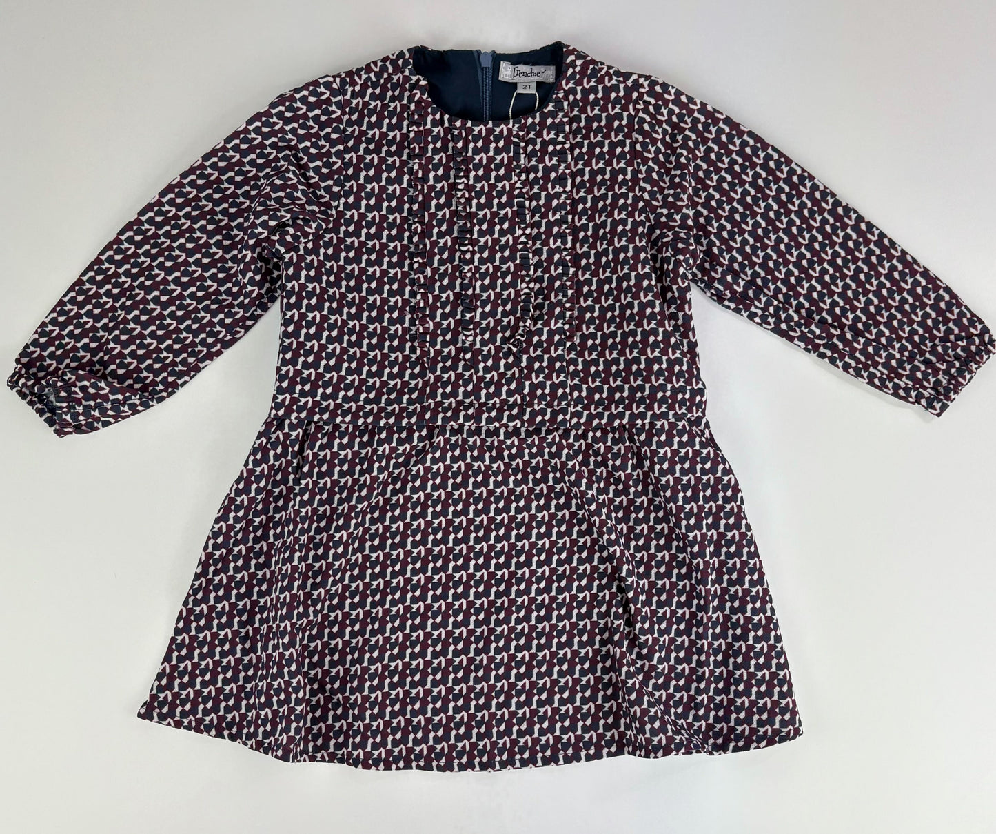 WHITE MAROON NAVY GEOMETRIC DRESS BUTTONS