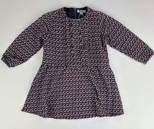 WHITE MAROON NAVY GEOMETRIC DRESS ZIPPER