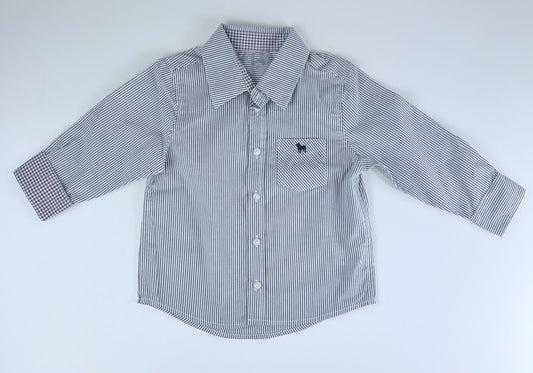 BLUE STRIPE PURPLE CHECK CUFF BUTTON UP