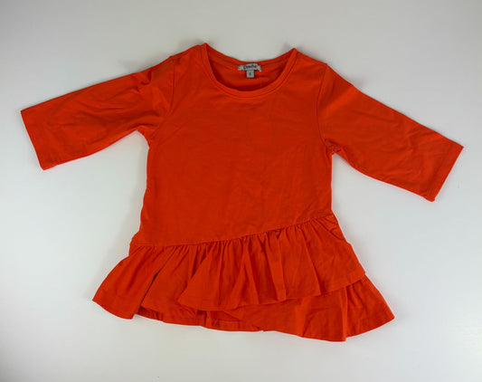 LONG SLEEVE ORANGE RUFFLE TOP
