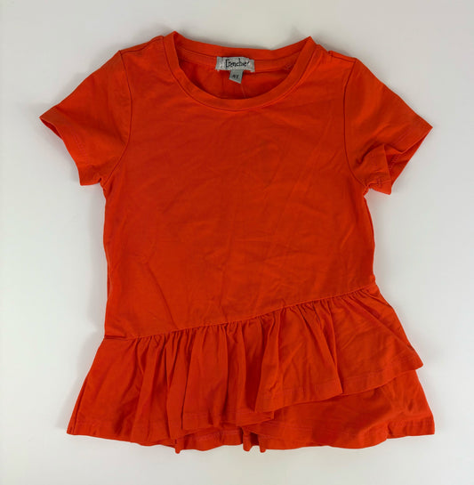 SHORT SLEEVE ORANGE RUFFLE TOP