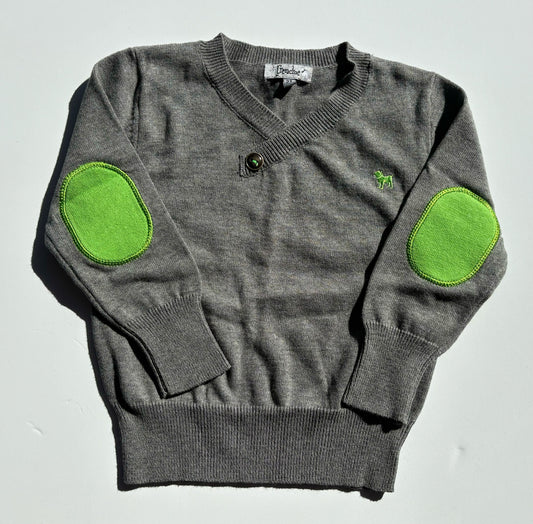 GRAY COLLIN SWEATER W/ LIME ELBOWS