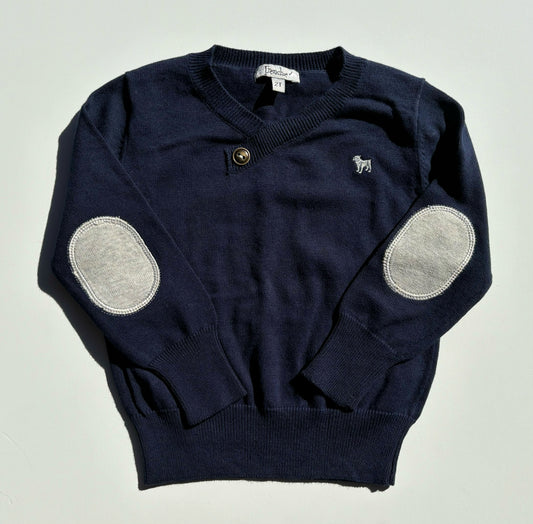 NAVY COLLIN SWEATER WHITE BULLDOG