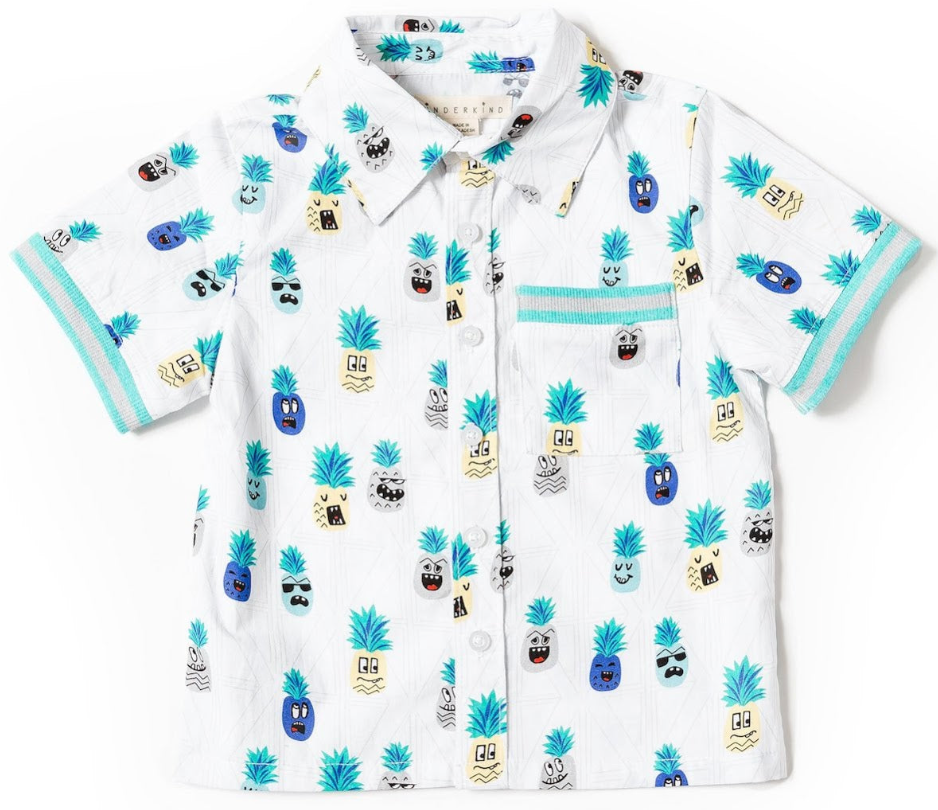 Boys Pineapple Button-Up Shirt