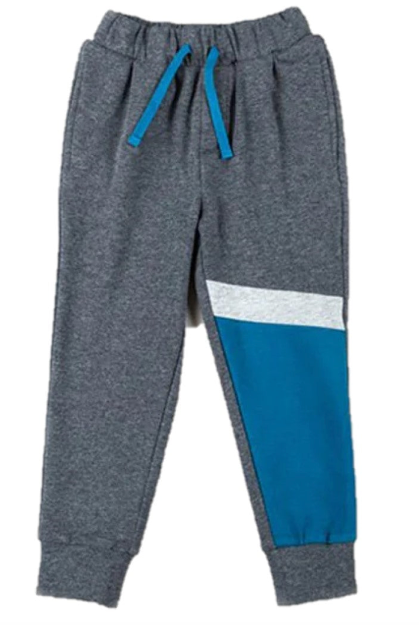 Boy's Blue and Grey Color Blocked Jogger