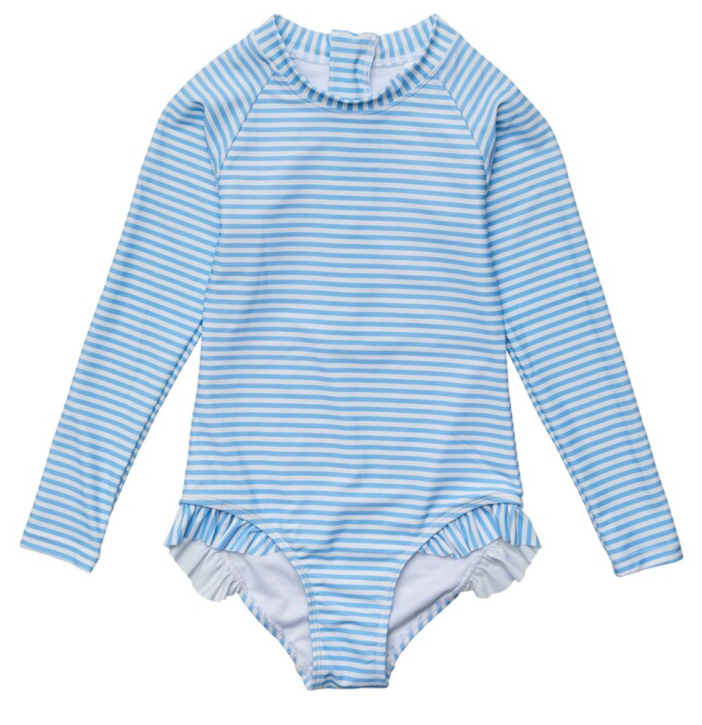 CORNFLOWER STRIPE LS SURF SUIT