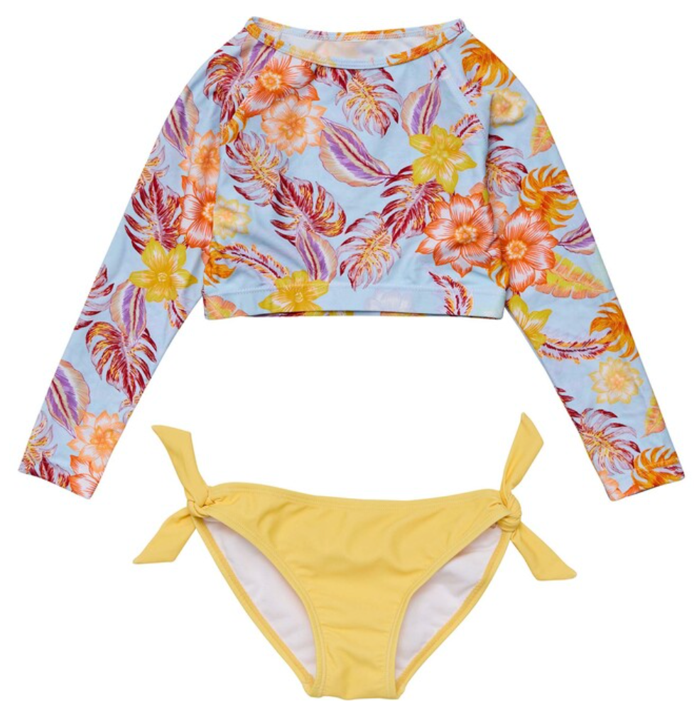 BOHO TROPICAL CROP LS RASH TOP SET
