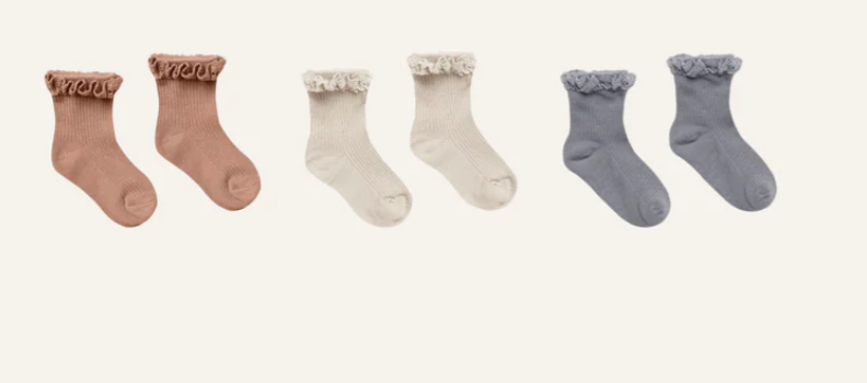 LACE TRIM SOCKS || SPICE / NATURAL / DUSTY BLUE