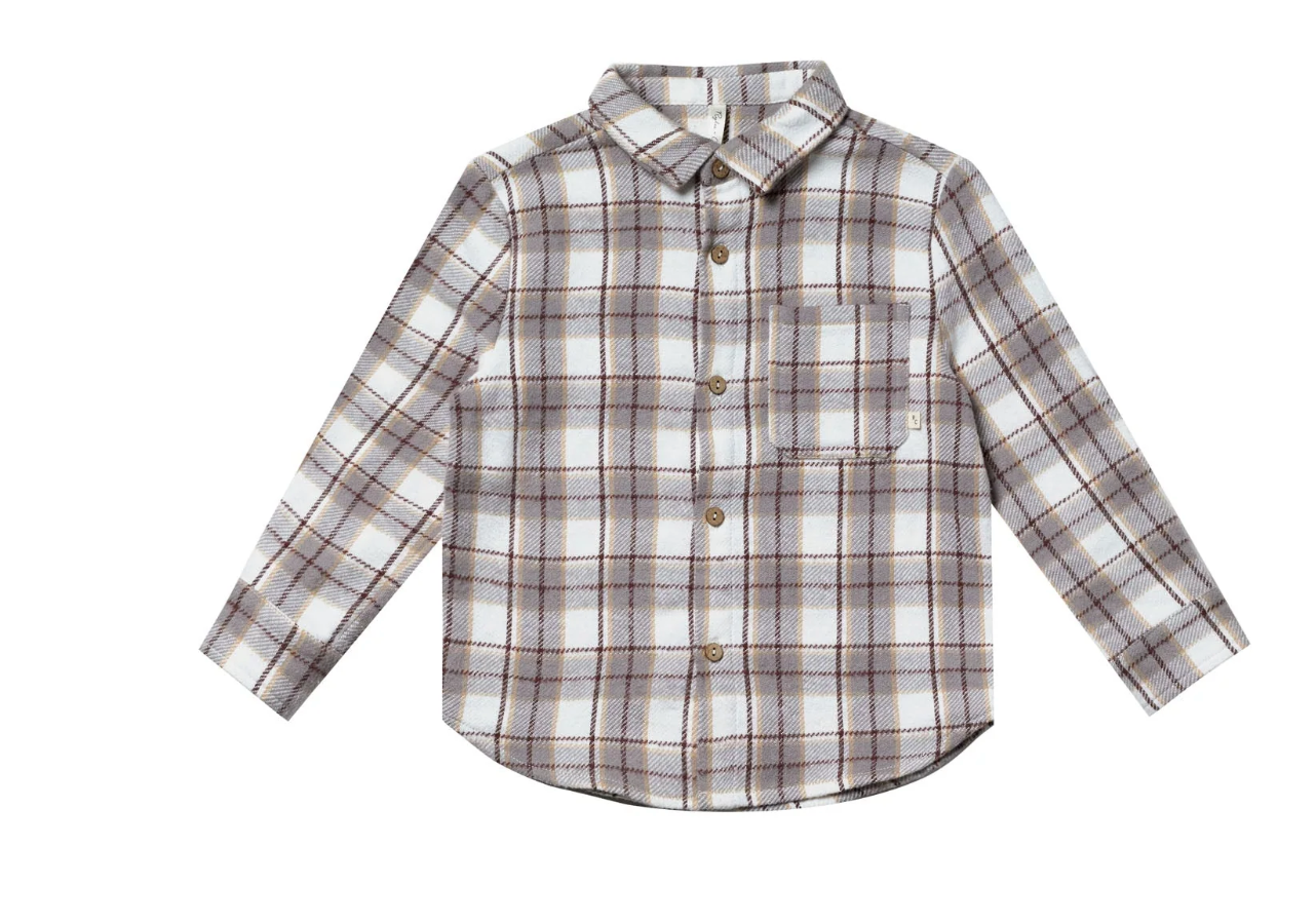 COLLARED LONG SLEEVE SHIRT || BLUE FLANNEL