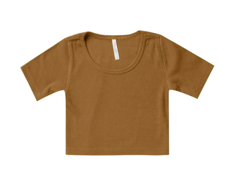 RIBBED SCOOP TEE || BRASS