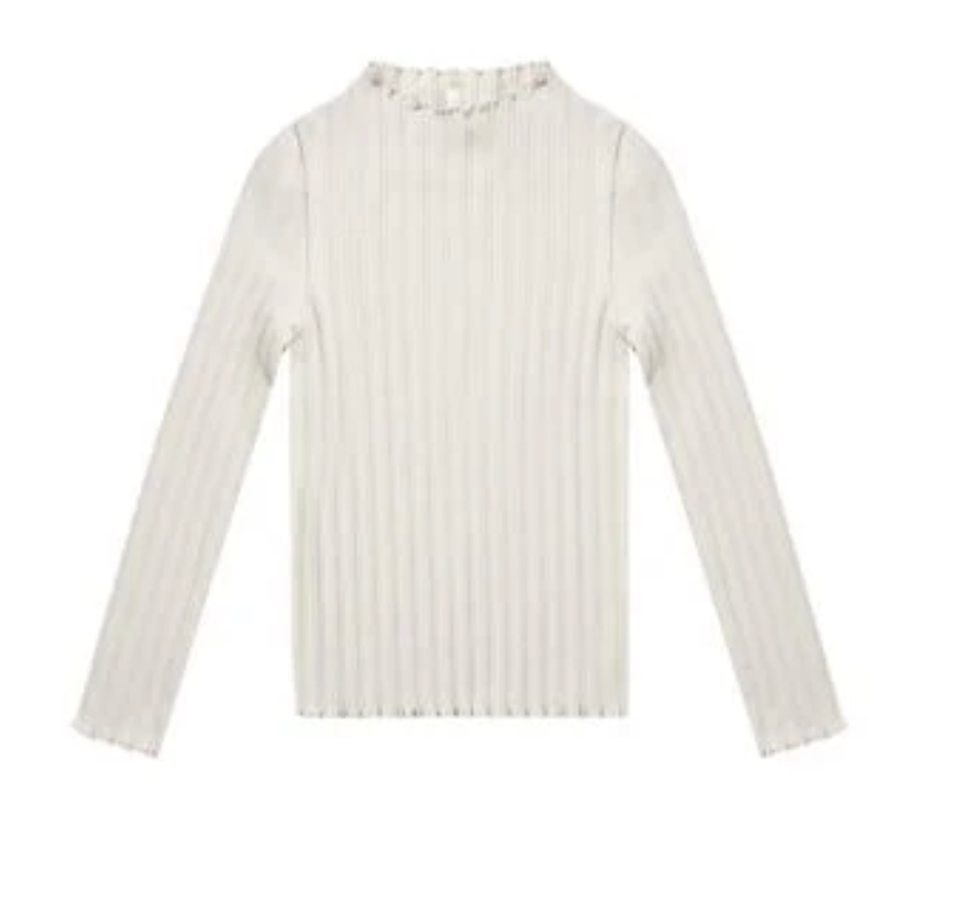 RIBBED LONG SLEEVE TEE || IVORY