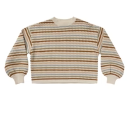 BOXY CROP SWEATER || HONEYCOMB STRIPE