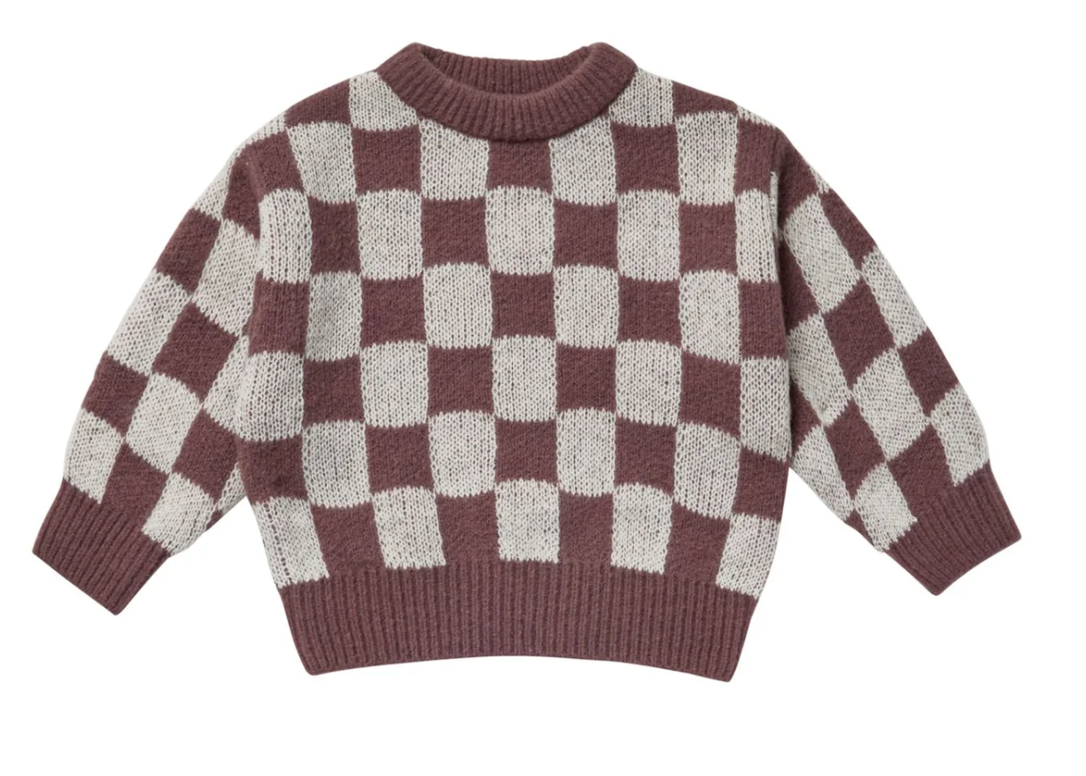 KNIT PULLOVER || PLUM CHECKER