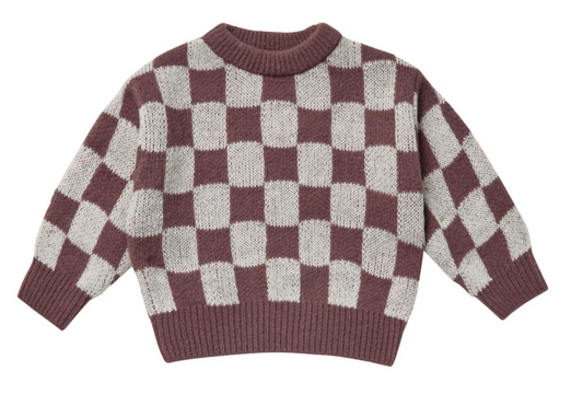 KNIT PULLOVER || PLUM CHECKER