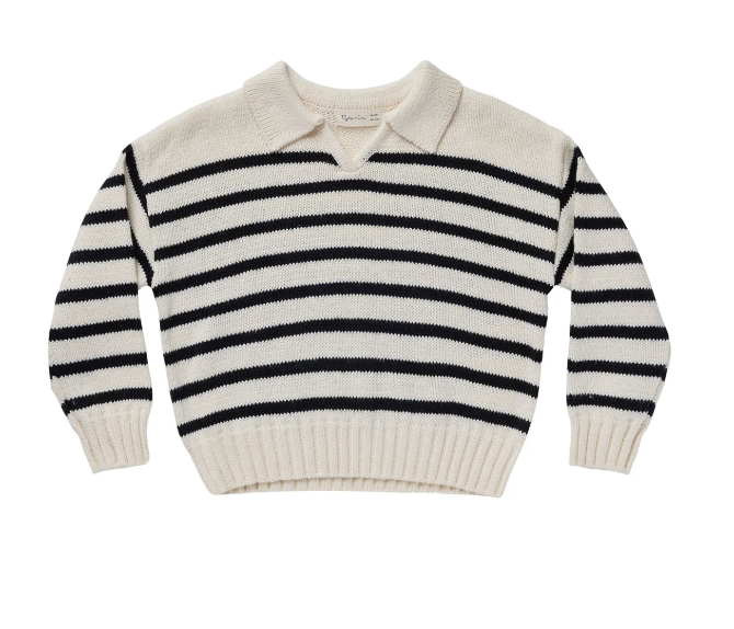 COLLARED SWEATER || BLACK STRIPE