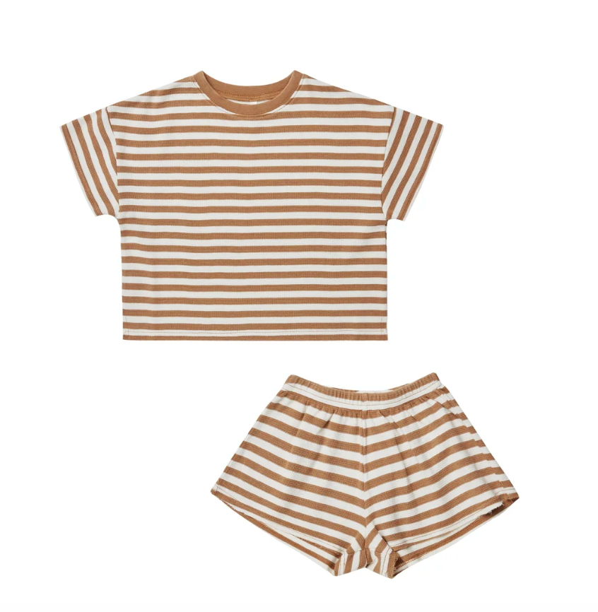 SUMMER WAFFLE SET || CAMEL STRIPE