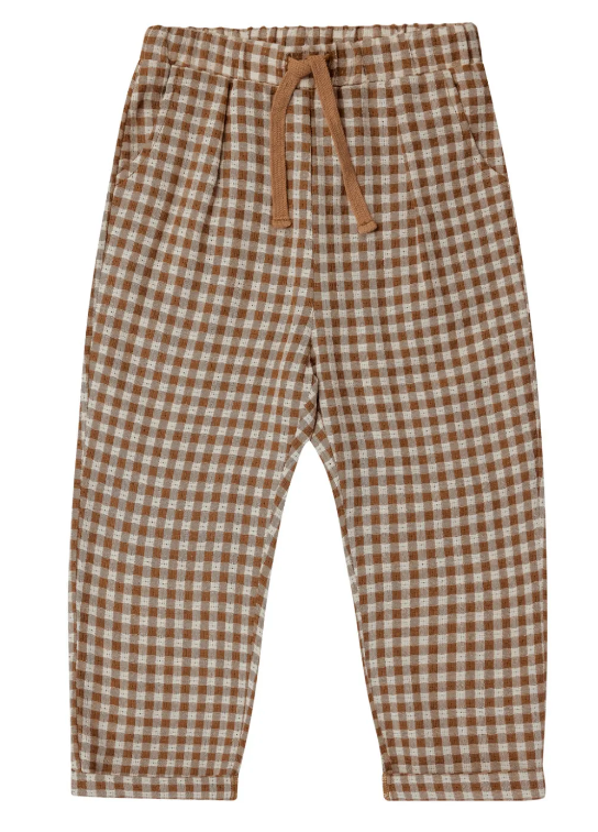 ETHAN TROUSER || CAMEL GINGHAM