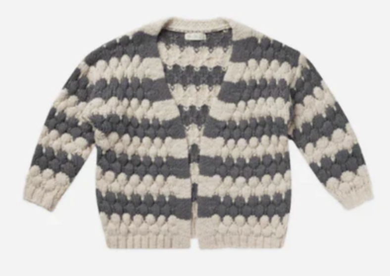 BUBBLE KNIT CARDIGAN || SLATE STRIPE
