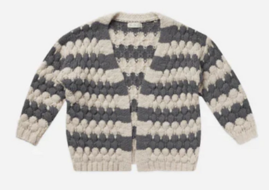 BUBBLE KNIT CARDIGAN || SLATE STRIPE