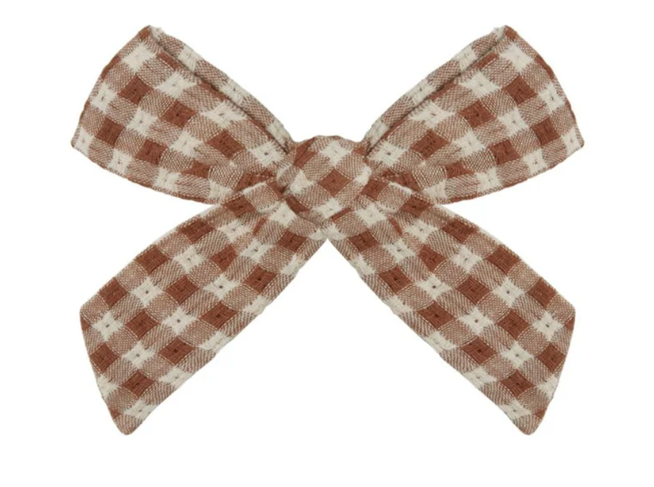 GIRL BOW || BROWN GINGHAM