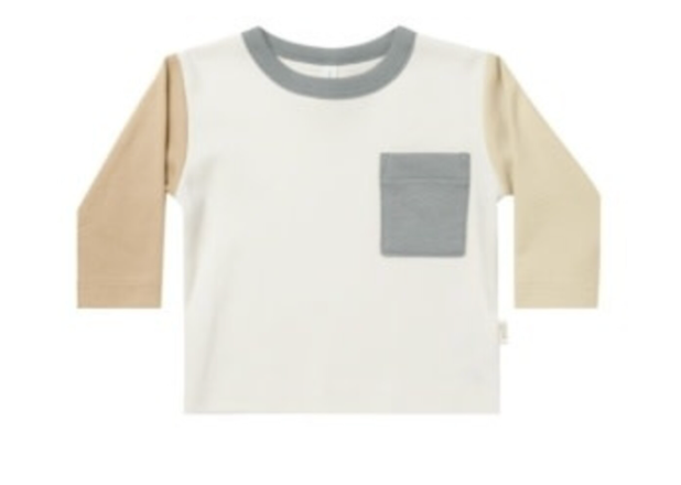 LONG SLEEVE POCKET TEE || COLOR BLOCK