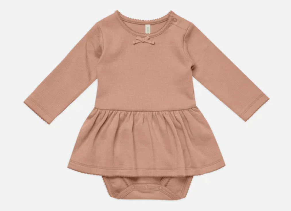 POINTELLE SKIRTED BODYSUIT || ROSE