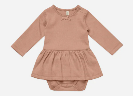 POINTELLE SKIRTED BODYSUIT || ROSE