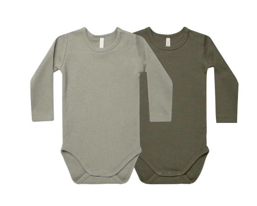 WAFFLE BODYSUIT, 2 PACK || BASIL, FOREST