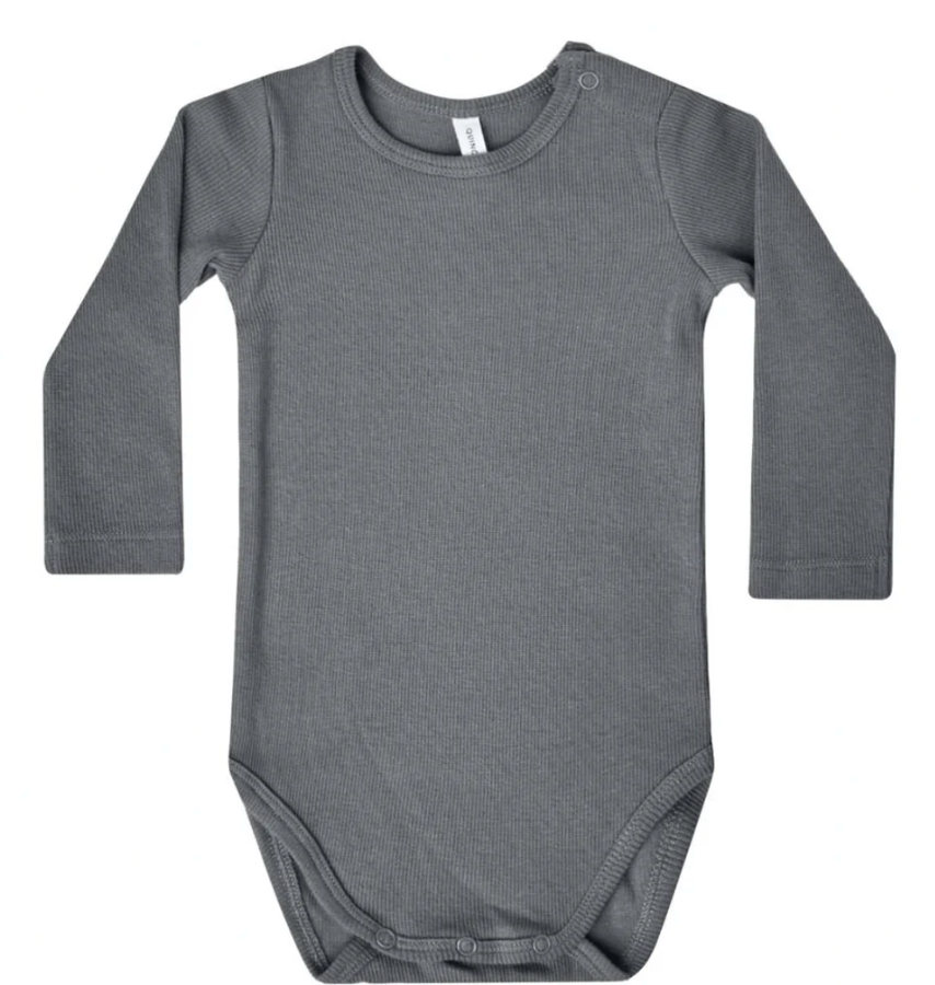 RIBBED LONG SLEEVE BODYSUIT || NAVY