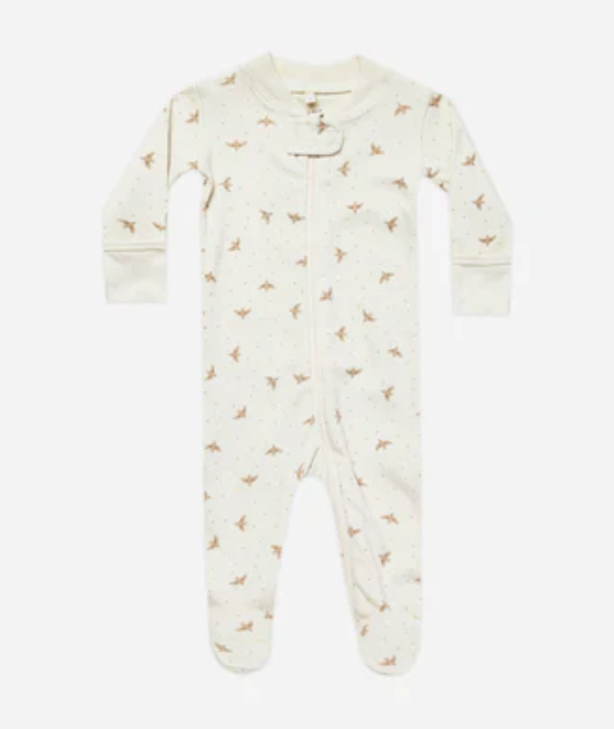 ZIP LONG SLEEVE SLEEPER FOOTIE || DOVES