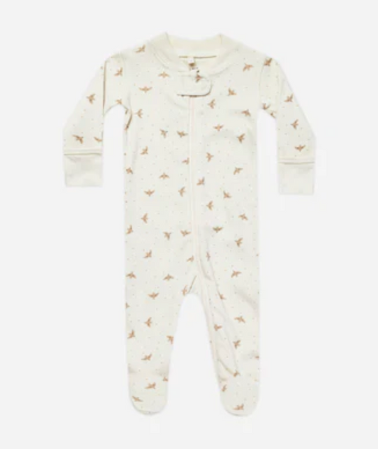 ZIP LONG SLEEVE SLEEPER FOOTIE || DOVES