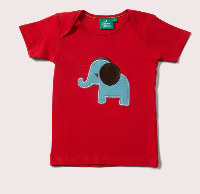 Little Elephant Applique Short Sleeve T-Shirt