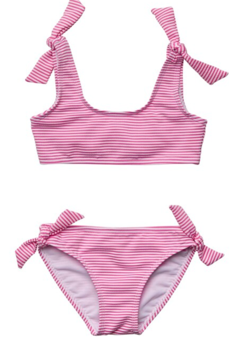 RASPBERRY STRIPE TIE CROP BIKINI